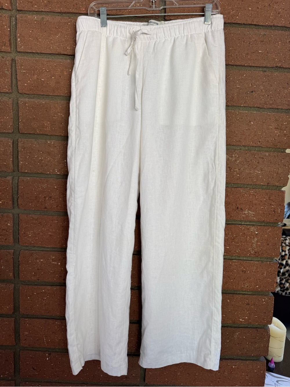 Hollister White Adjustable Rise Wide Leg Pants Size M